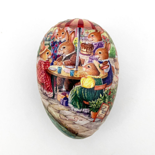 3-1/2" Holly Pond Hill Bunny Cafe Easter Egg Container ~ Germany